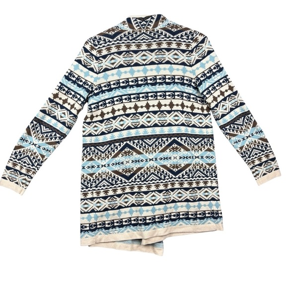 EUC Lucky Brand Women’s Open Front Southwestern/Fair Isle print cardigan Sz Med - Picture 5 of 10